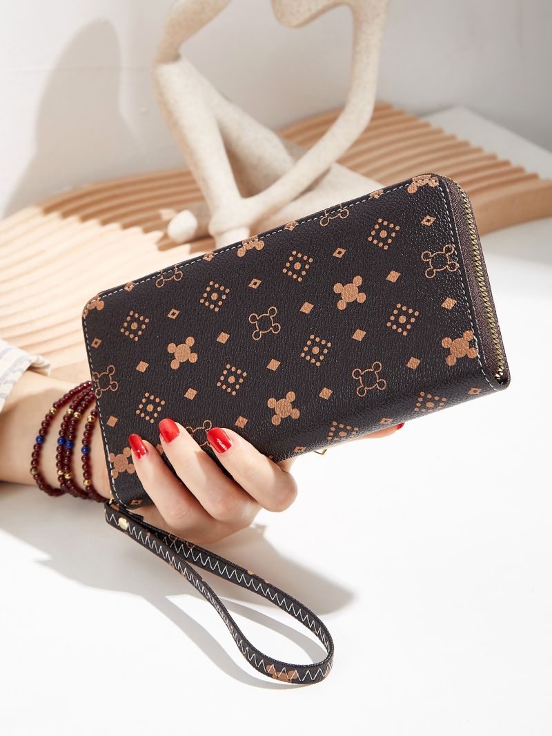 Geometric Graphic Zip Around Long Wallet