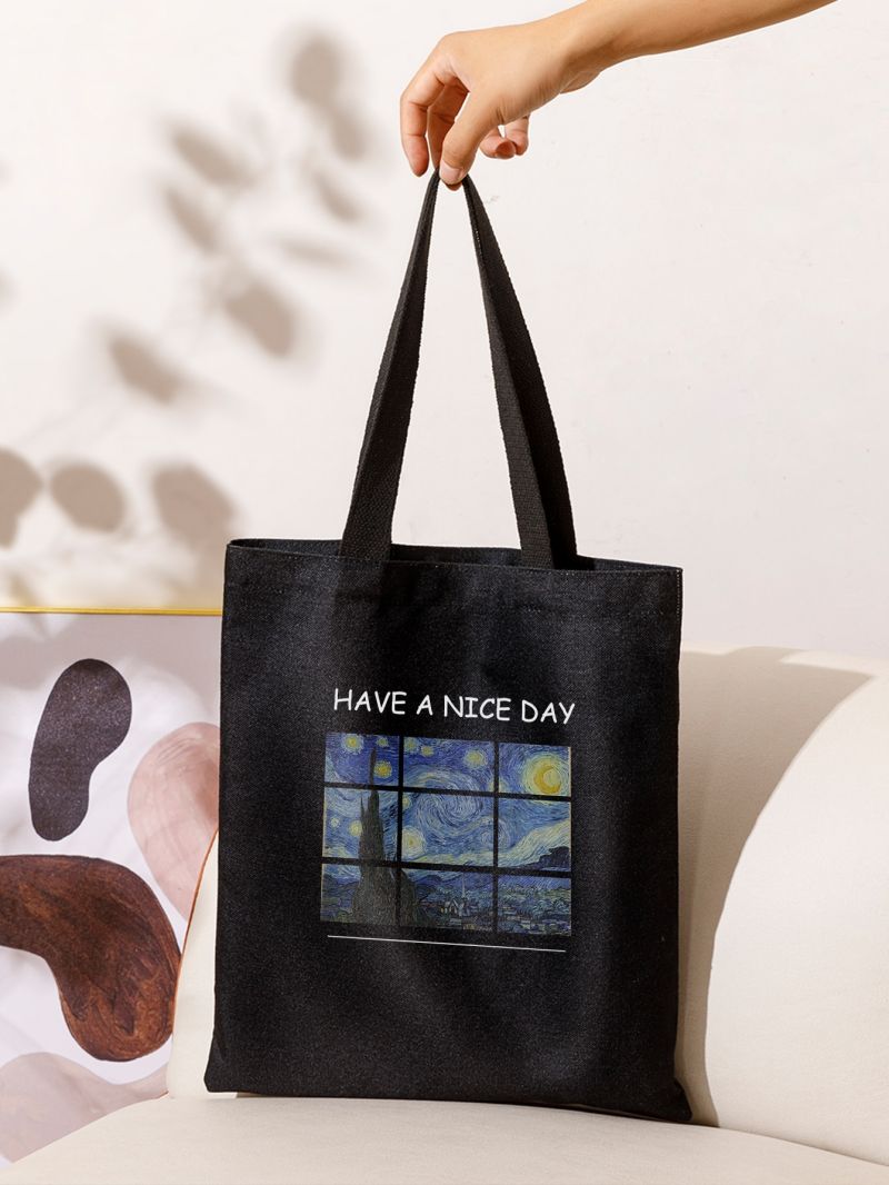 Letter Graphic Shopper Bag