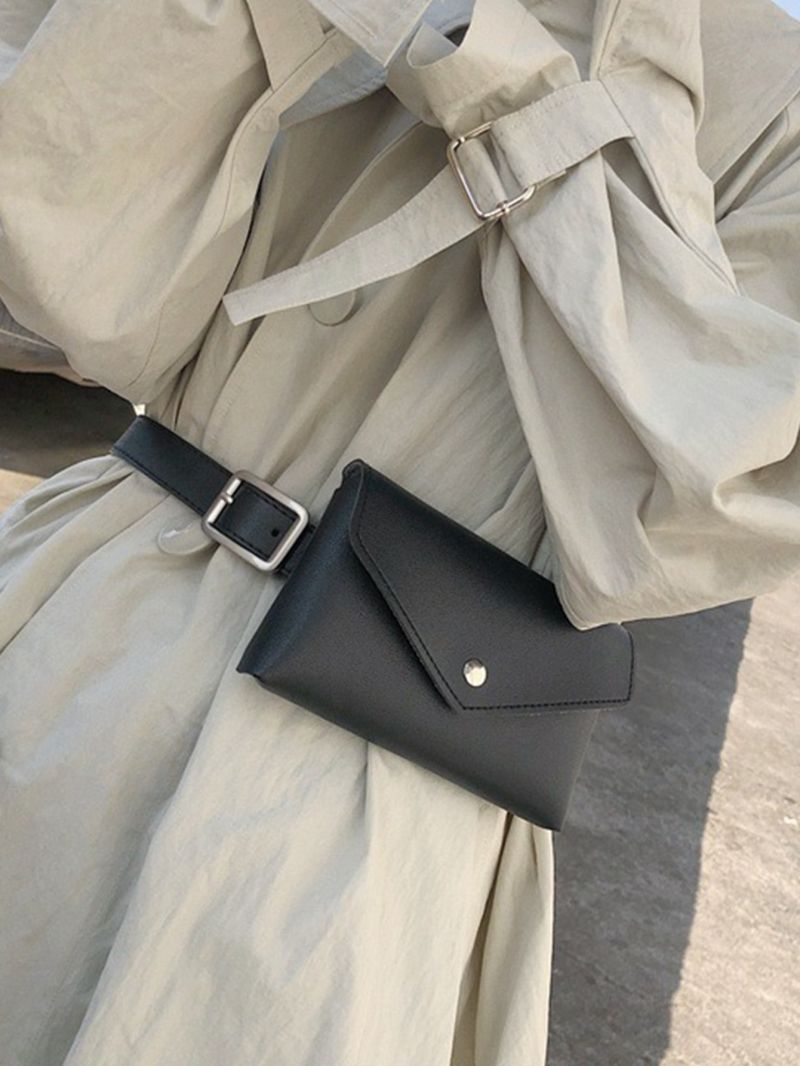 Mini Litchi Embossed Snap Button Design Belt Bag