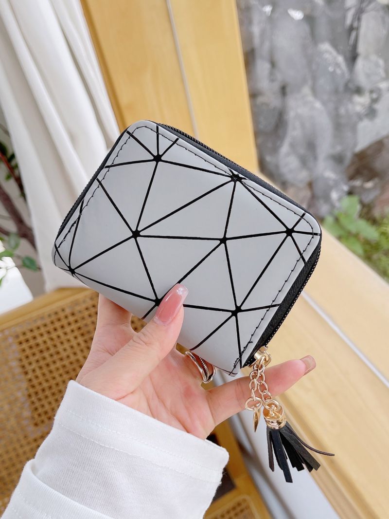 Geometric Graphic Tassel Decor Small Wallet