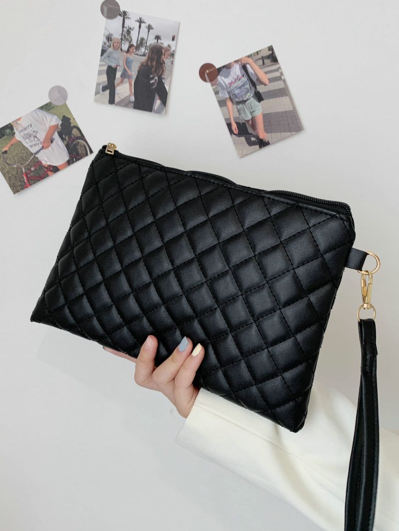 Quilted Clutch Bag With Wristlet