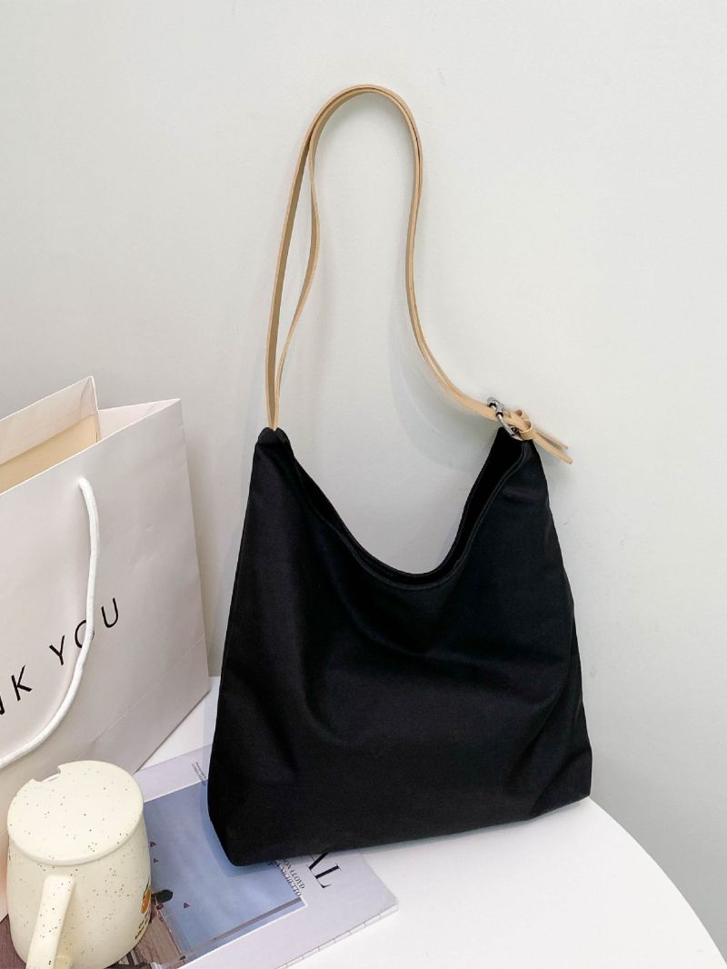 Snap Button Shoulder Tote Bag