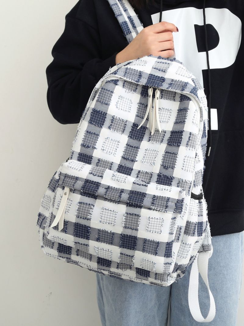 Plaid Pocket Front Classic Backpack