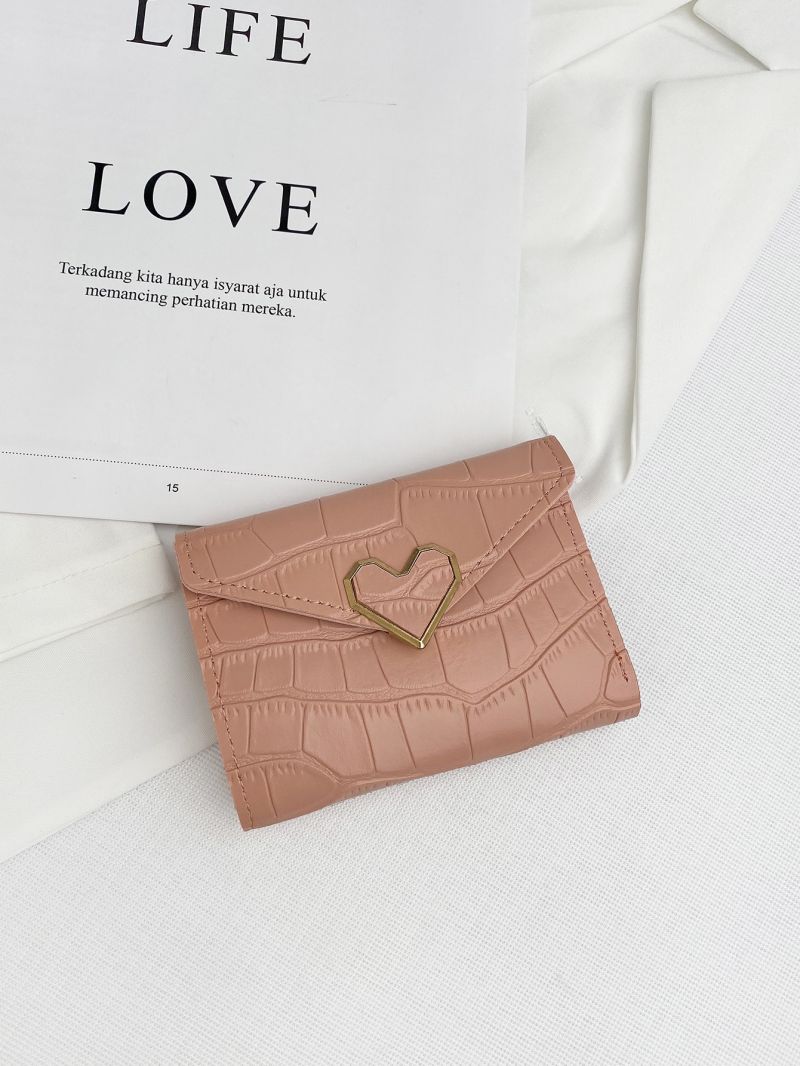 Metal Decor Crocodile Embossed Small Wallet