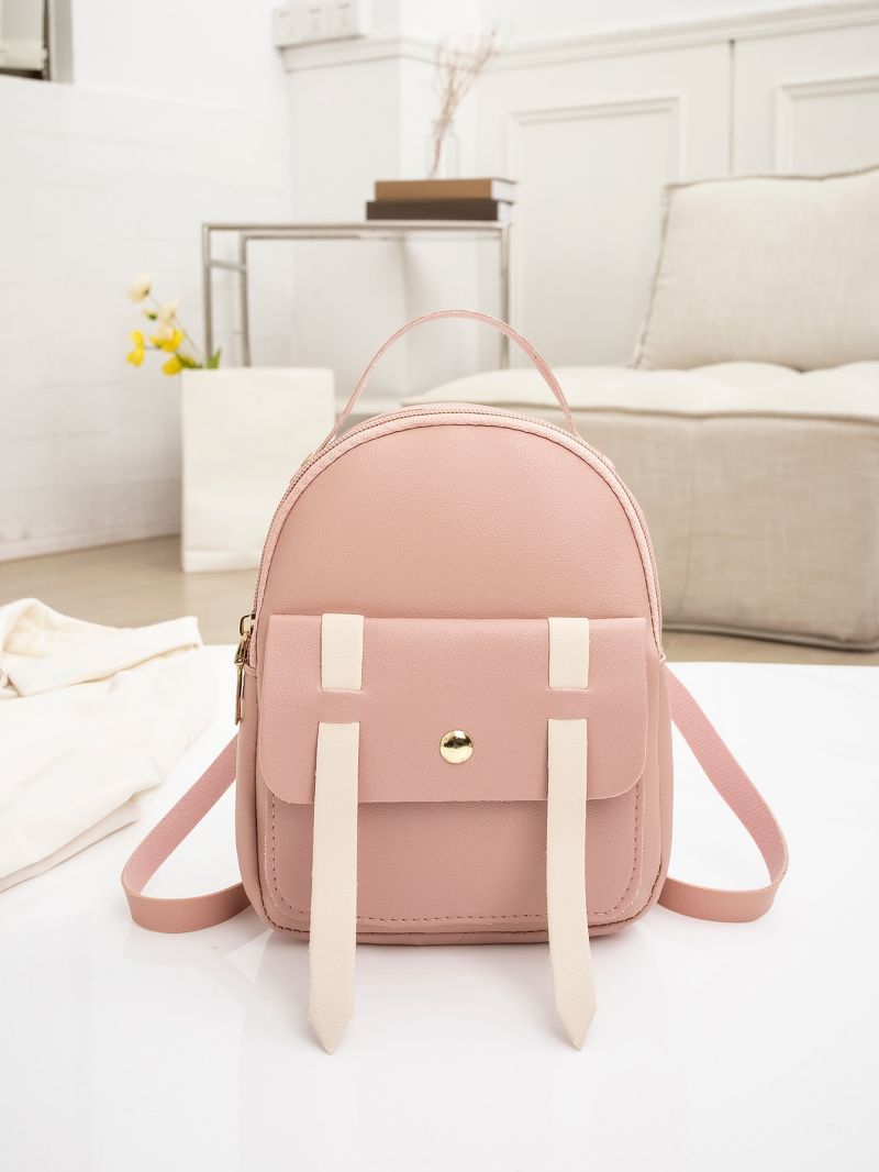 Mini Minimalist Button Decor Flap Backpack