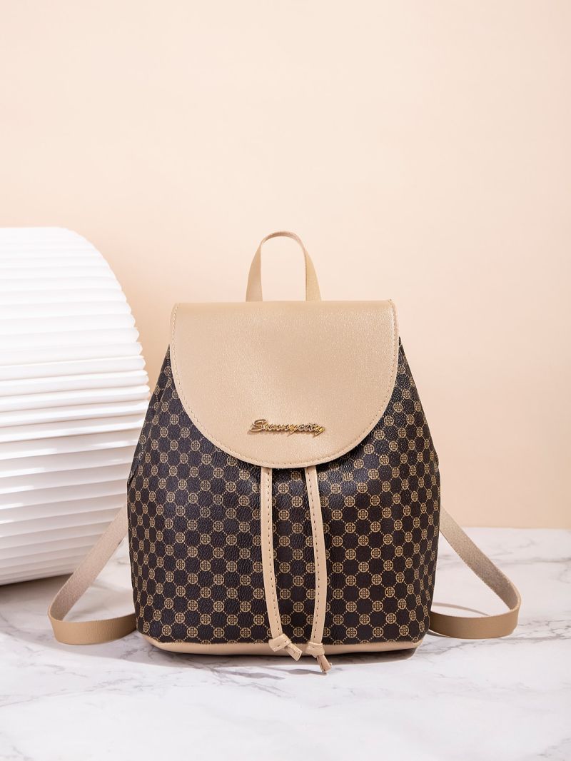 All Over Print Drawstring Detail Flap Backpack