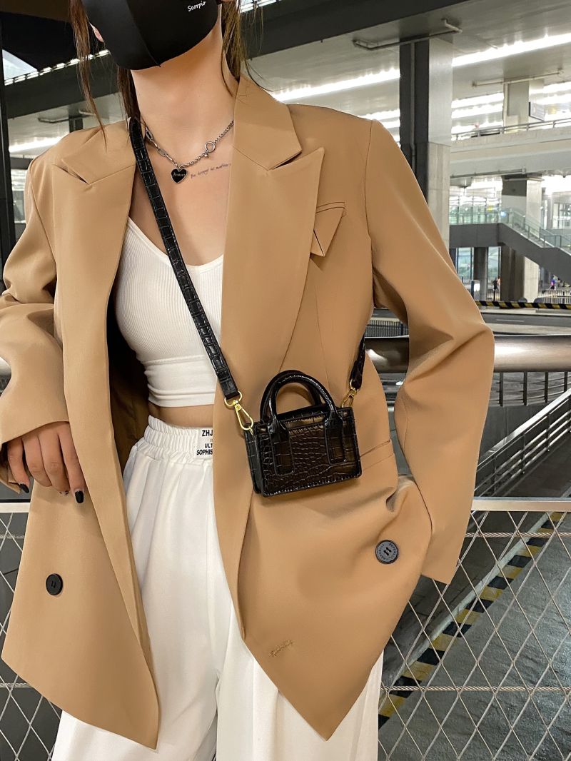 Mini Crocodile Embossed Square Bag