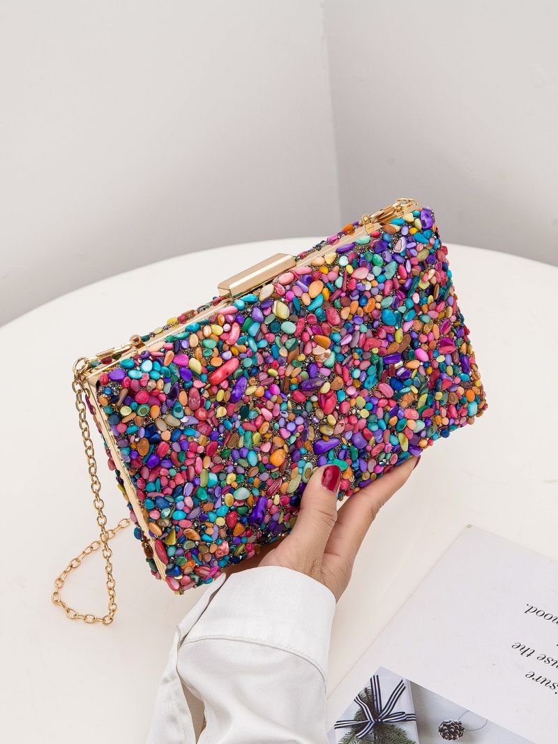 Mini Crystal Beaded Box Evening Bag