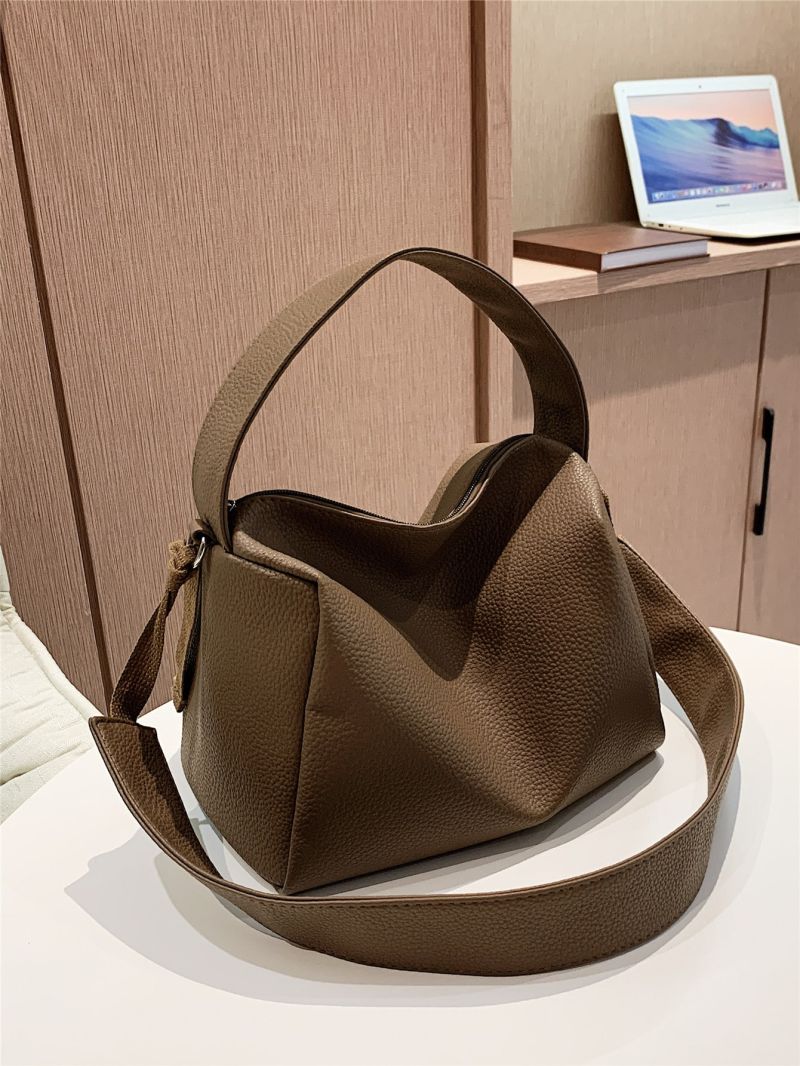 Litchi Embossed Shoulder Bag