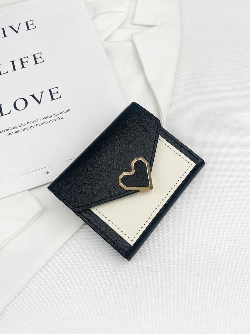 Heart Decor Colorblock Small Wallet