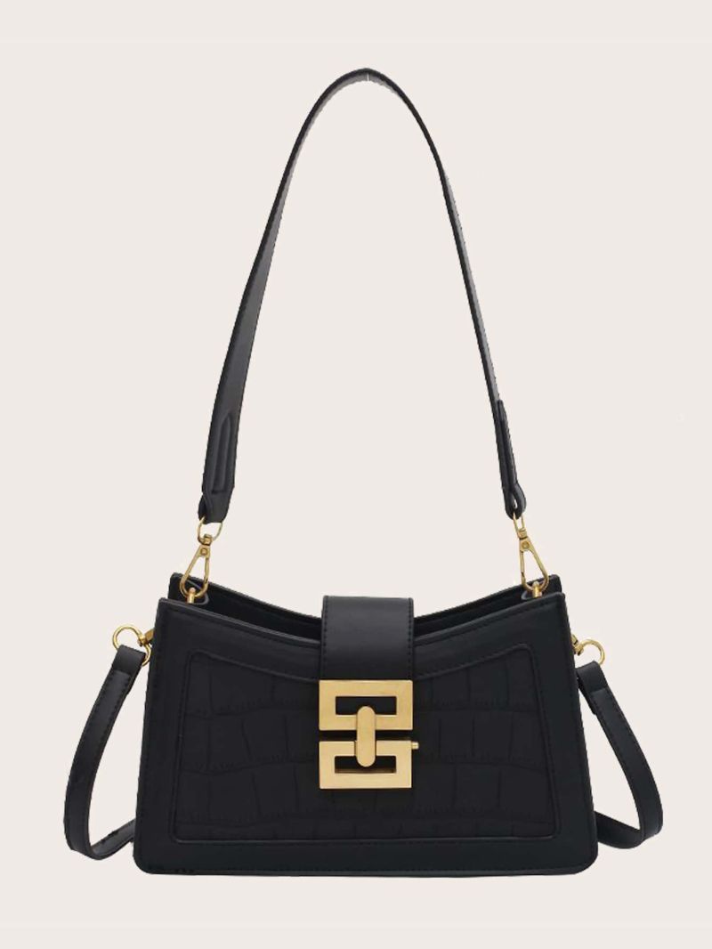 Croc Embossed Baguette Bag