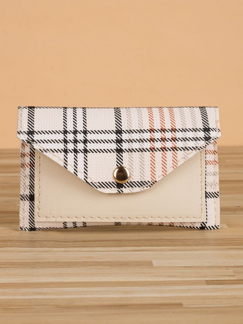 Colorblock Plaid Card Holder