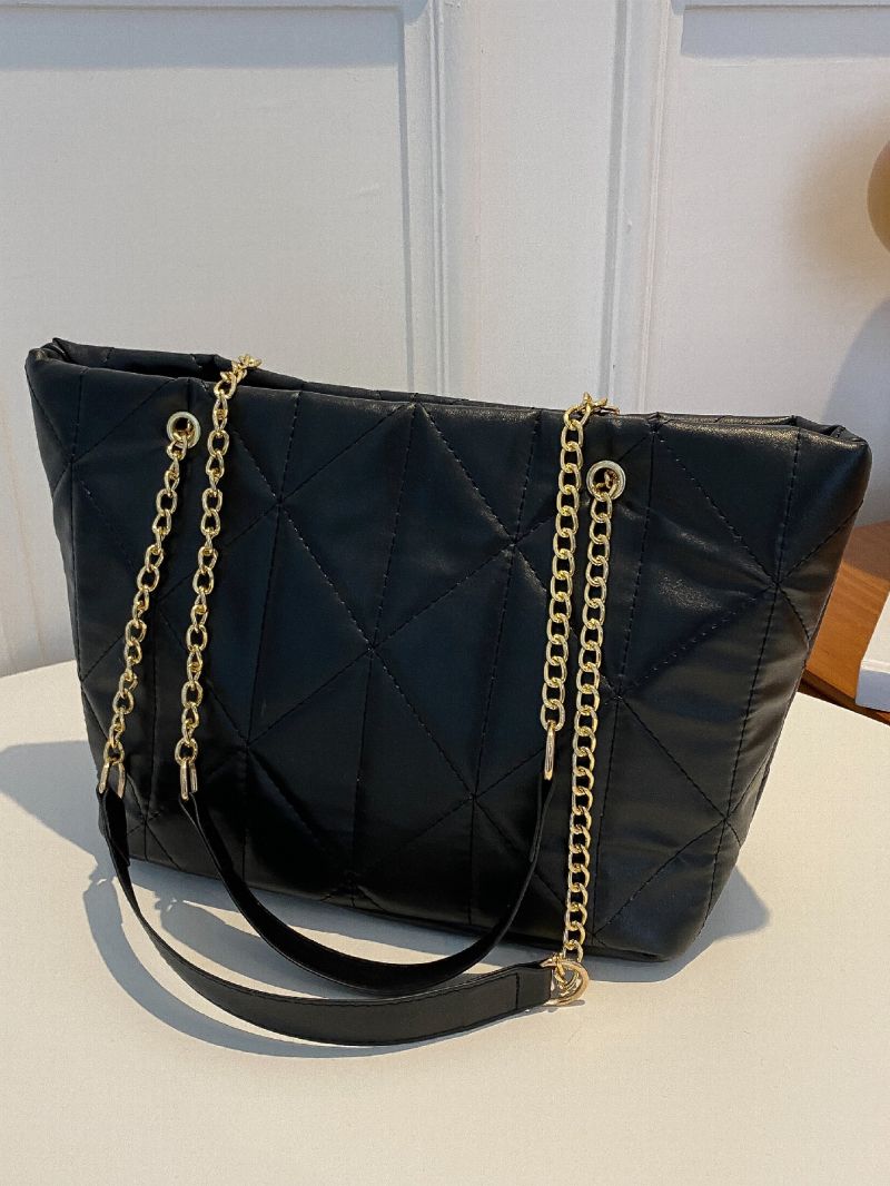 Vintage Design Quilted Shoulder Tote Bag
