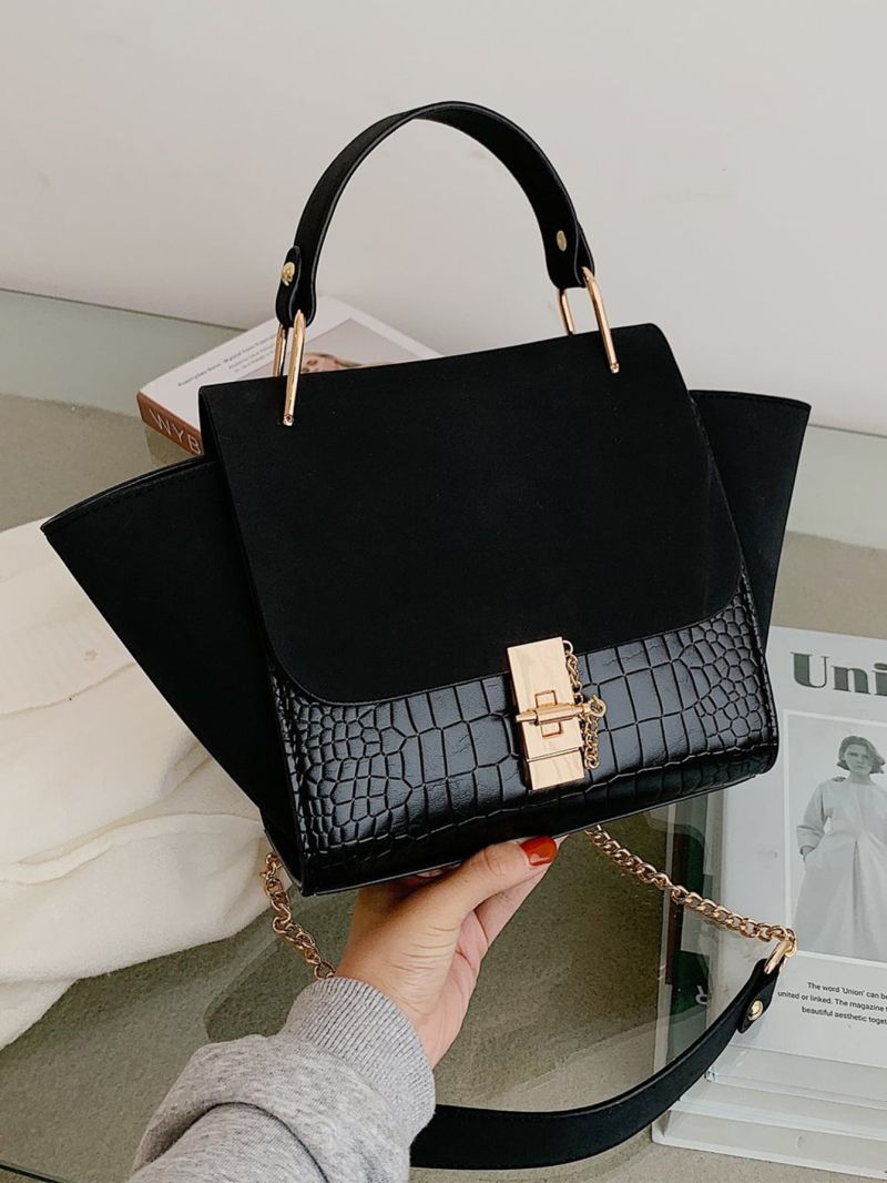 Croc Embossed Satchel Bag