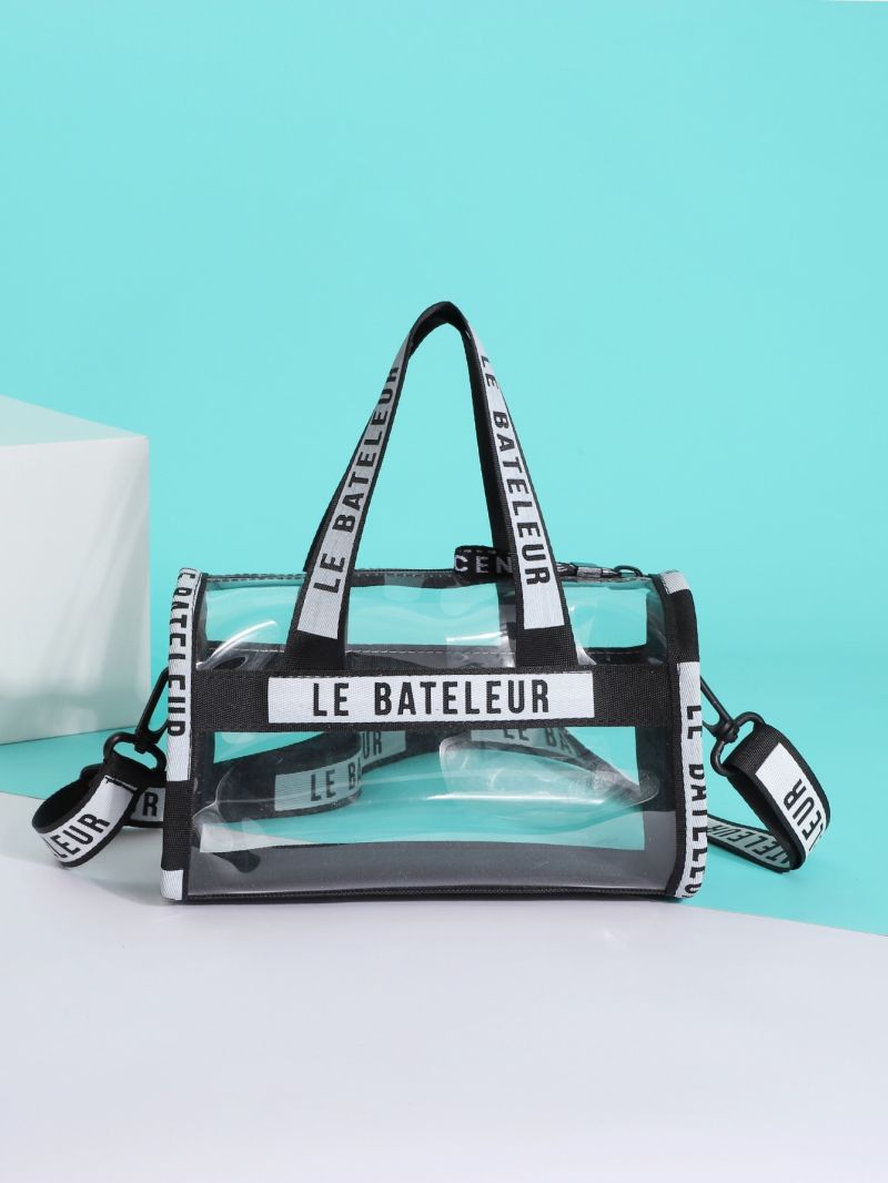 Clear Letter Graphic Satchel Bag