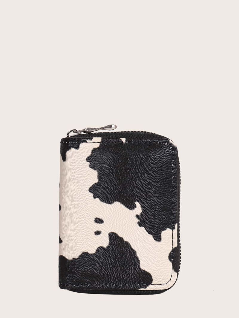 Cow Pattern Zip Around Small Wallet
