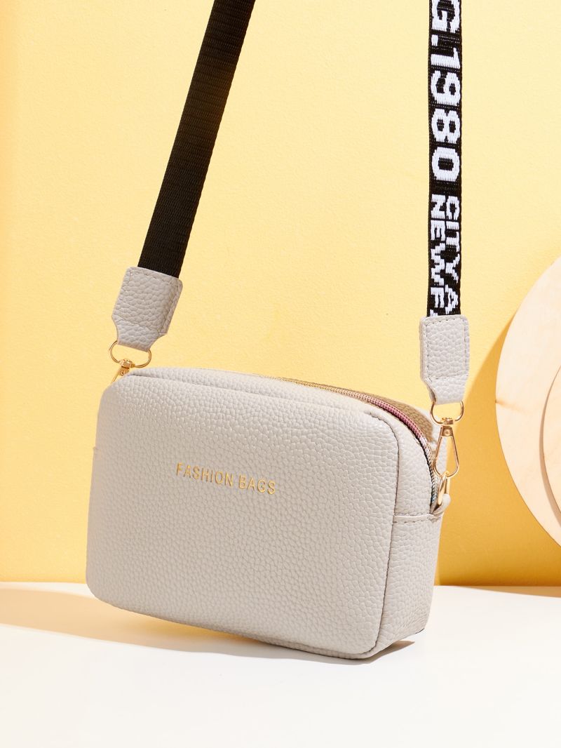 Mini Letter Graphic Litchi Embossed Square Bag