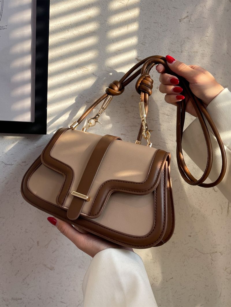 Contrast Binding Flap Shoulder Bag