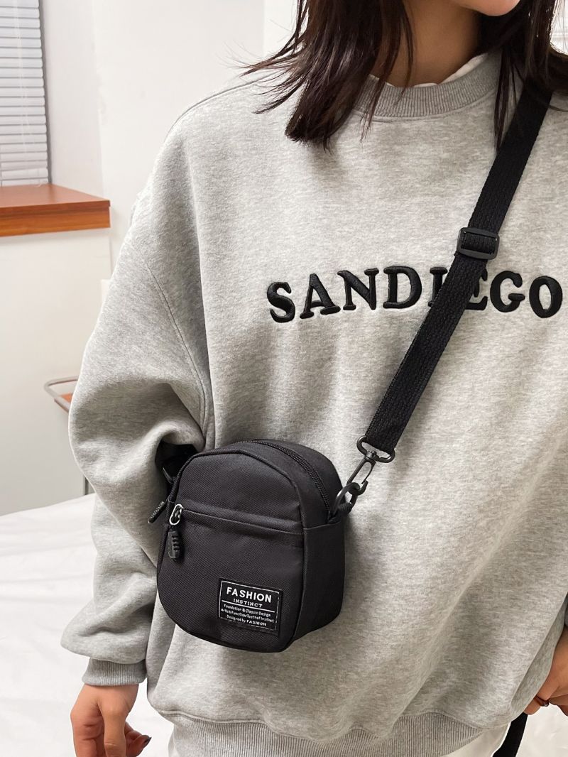 Mini Letter Patch Canvas Crossbody Bag