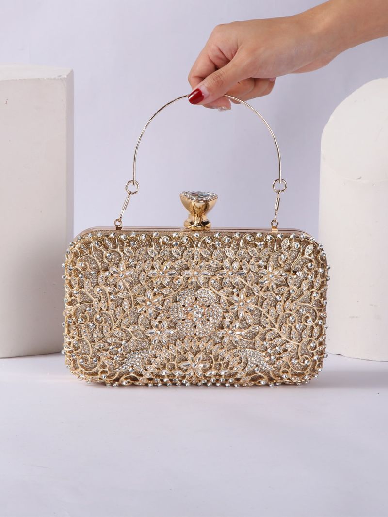 Mini Metallic Rhinestone Decor Box Bag