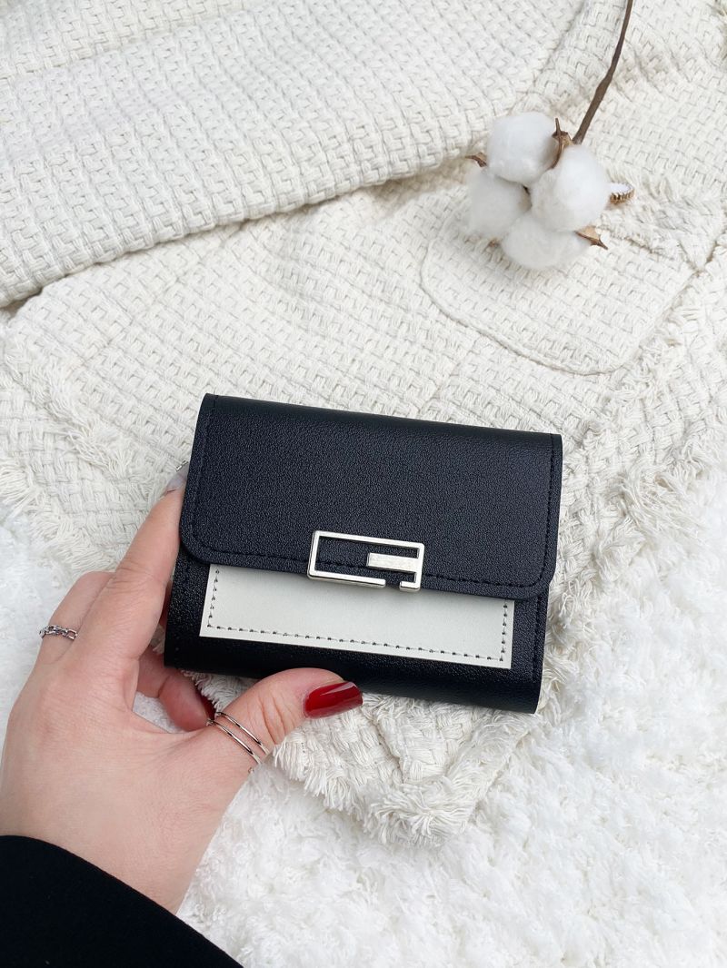 Metal Decor Colorblock Small Wallet