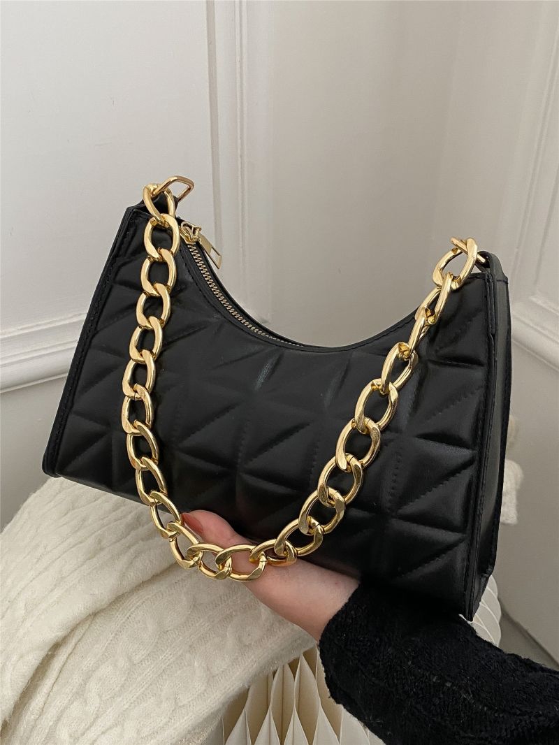 Quilted Chain Baguette Bag