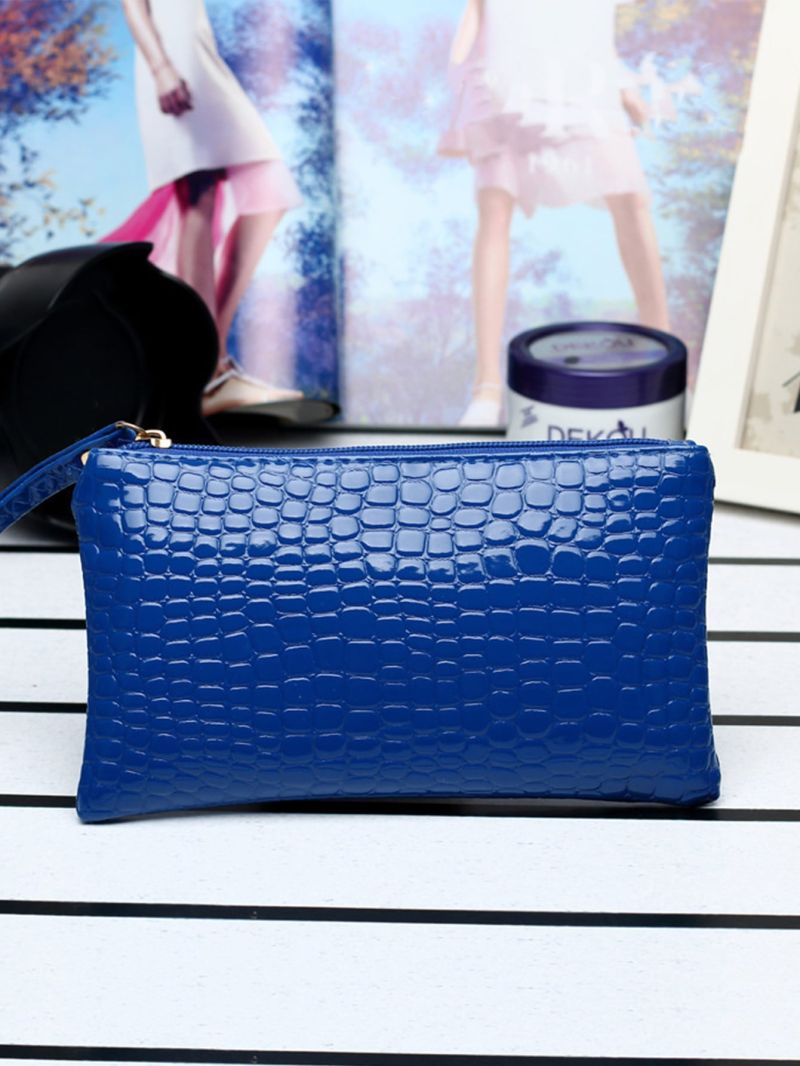 Artificial Patent Leather Crocodile Embossed Purse