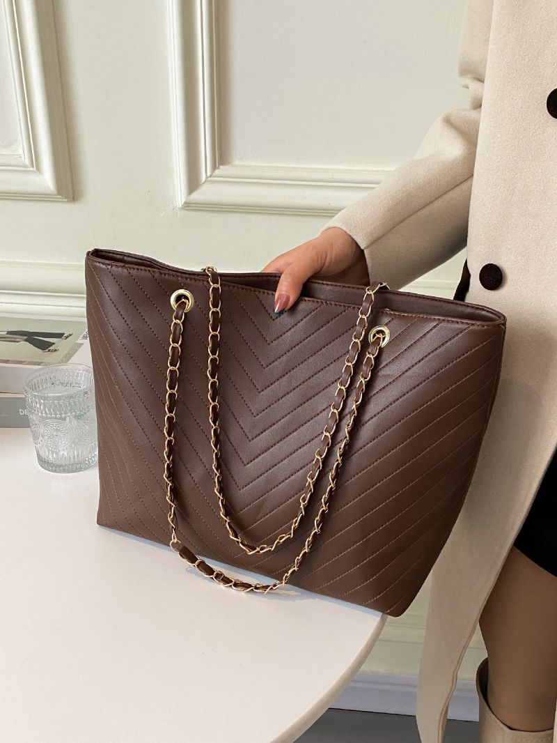 Minimalist Chevron Chain Tote Bag