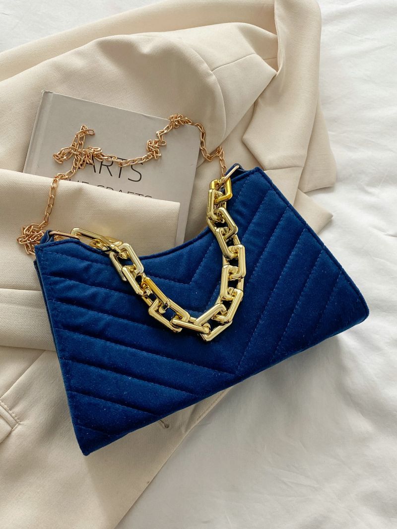 Chevron Chain Baguette Bag