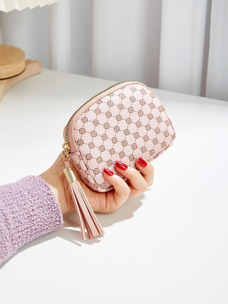 Tassel Decor Floral Pattern Coin Purse