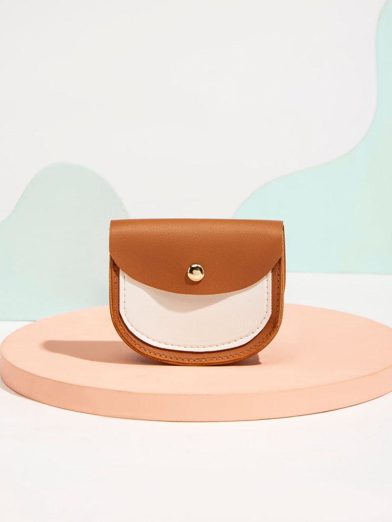 Snap Button Colorblock Coin Purse
