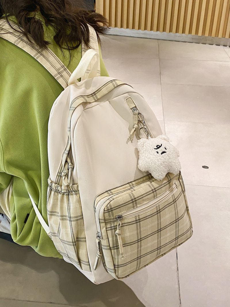 Large Capacity Plaid Pattern Backpack