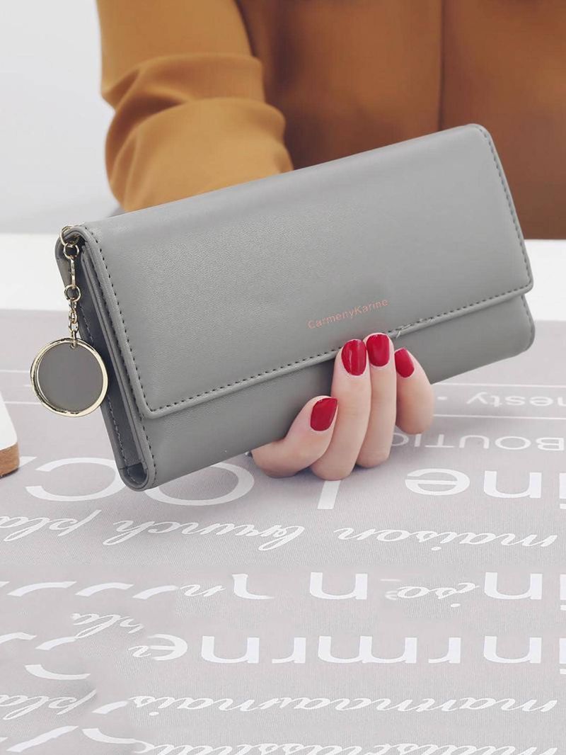 Letter Graphic Snap Button Long Wallet