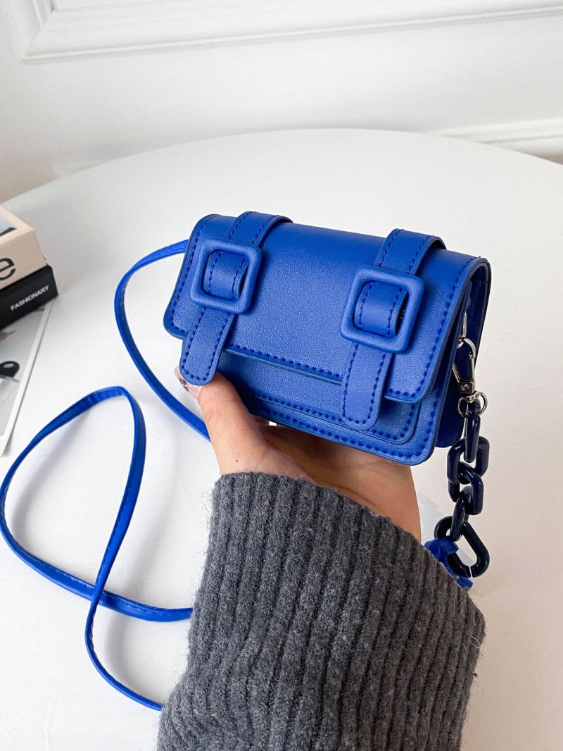 Mini Buckle Decor Flap Crossbody Bag