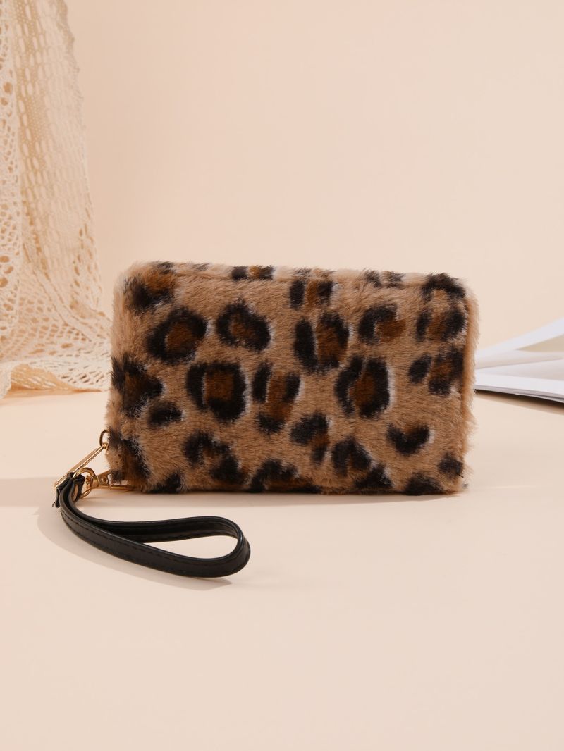 Leopard Pattern Fluffy Long Wallet