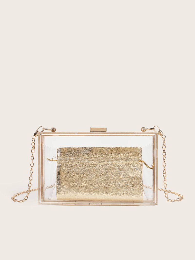 Clear Clip Top Chain Box Bag