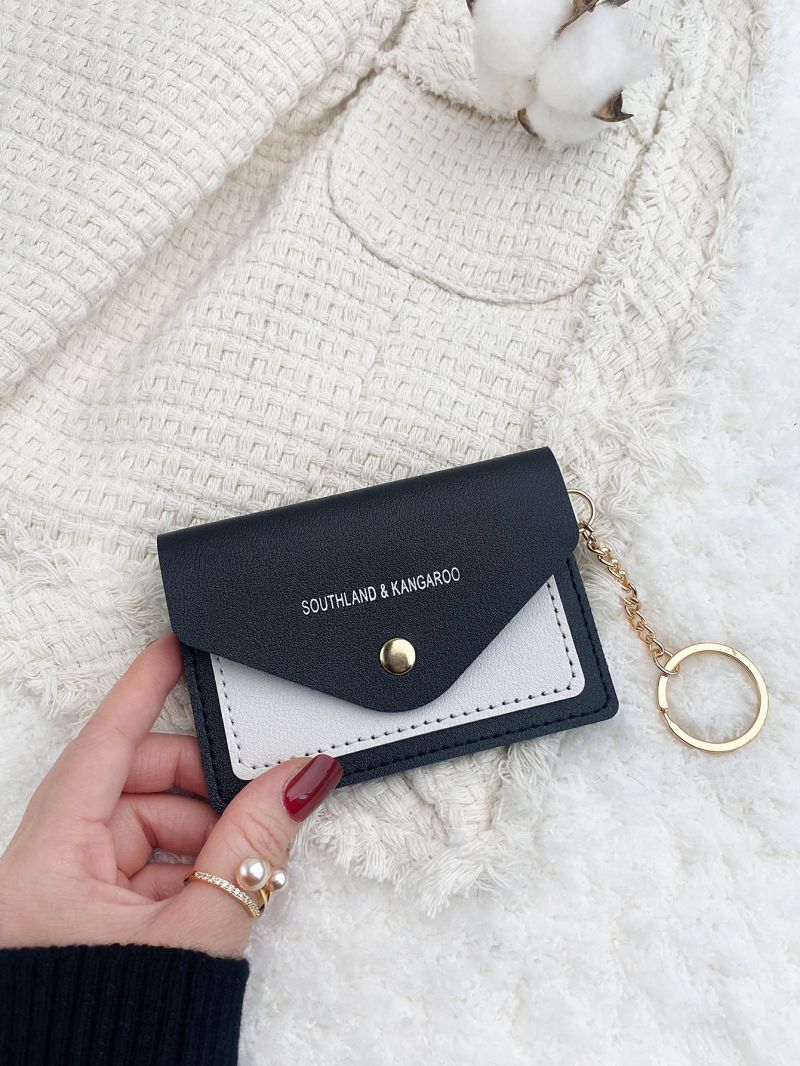 Letter Graphic Pressed Button Card Holder