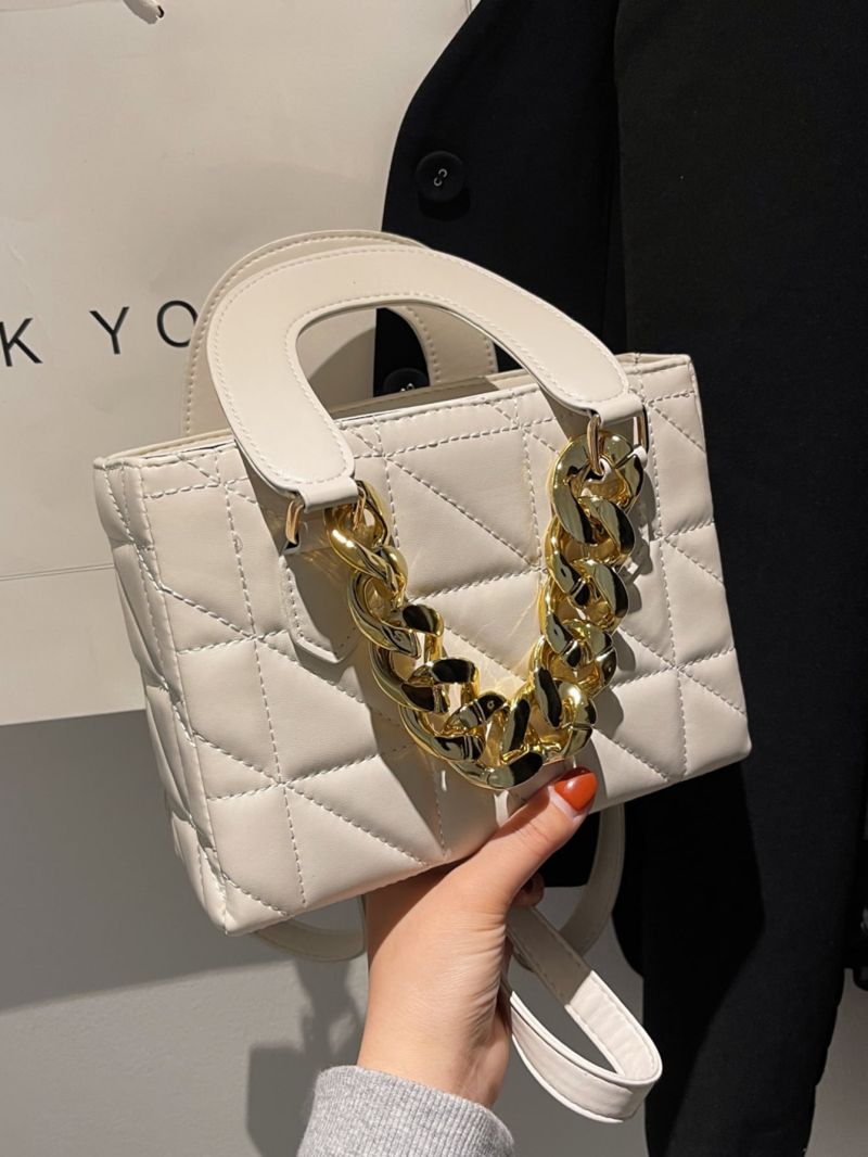 Mini Chain Decor Quilted Square Bag