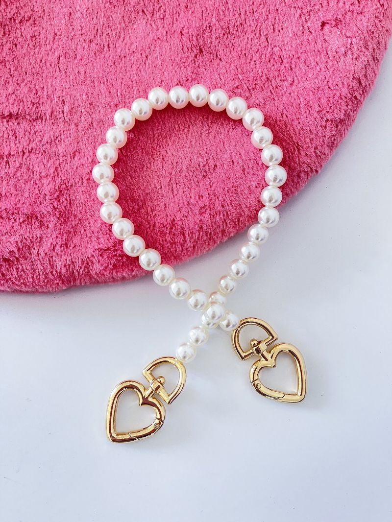 Heart & Faux Pearl Decor Bag Strap