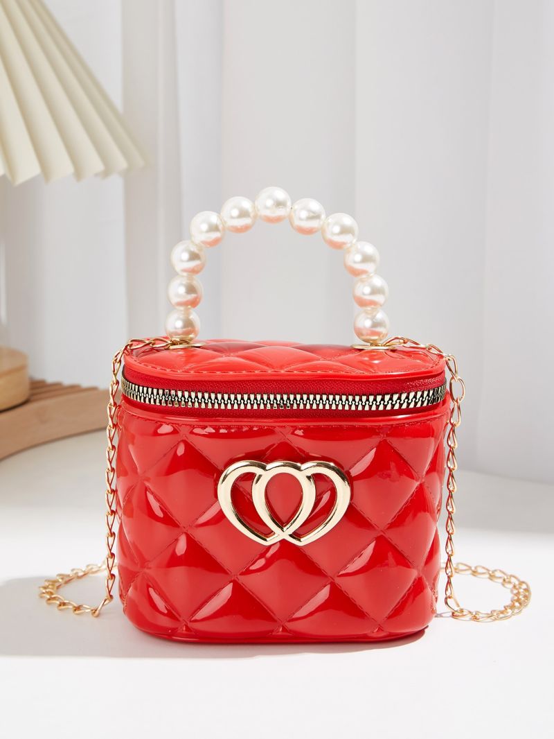 Mini Faux Pearl Decor Quilted Bucket Bag