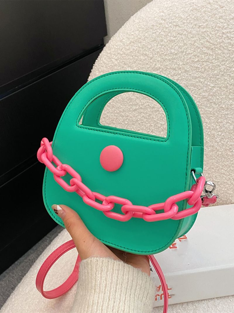 Chain Decor Double Handle Satchel Bag