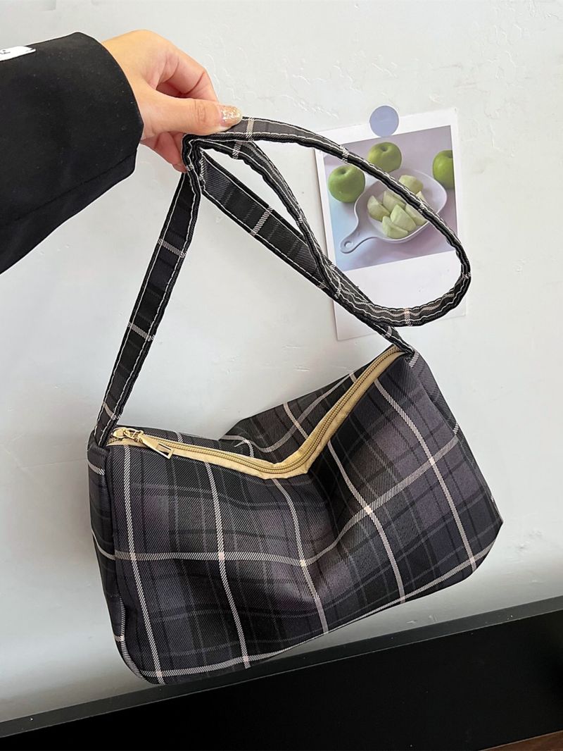 Plaid Print Square Bag