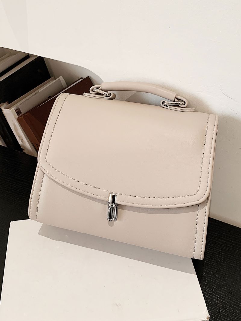 Twist Lock Stitch Detail Flap Square Bag