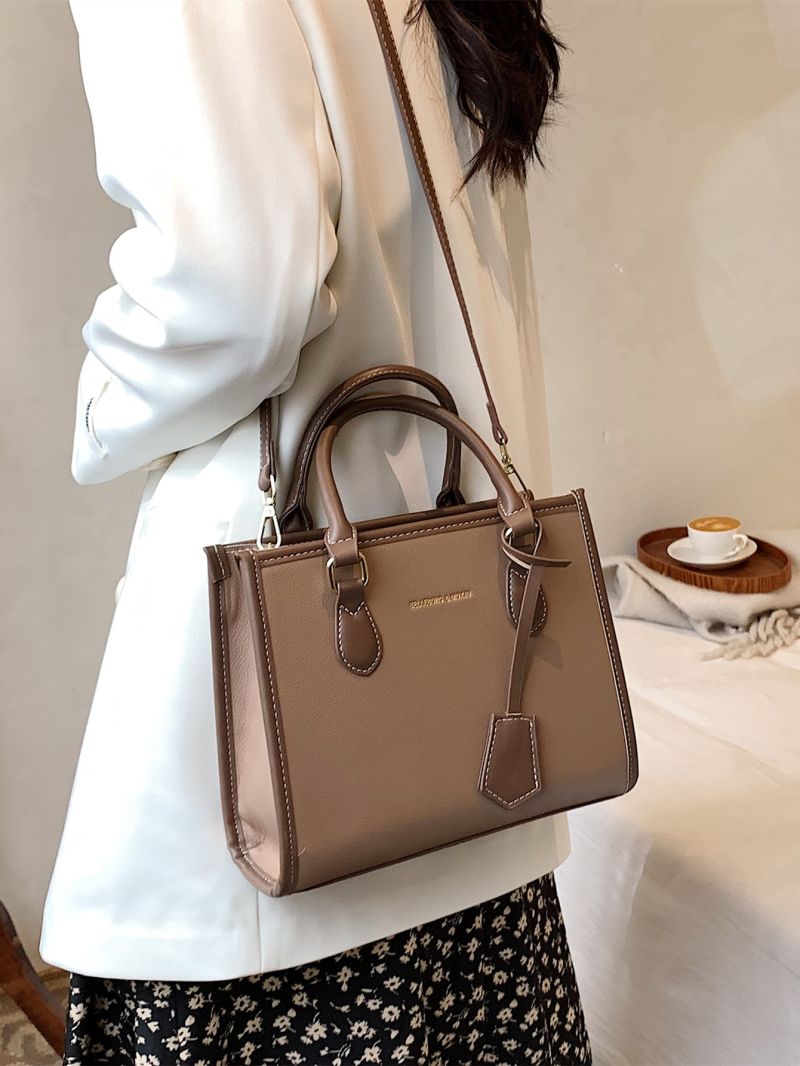 Contrast Binding Pebble Embossed Square Bag