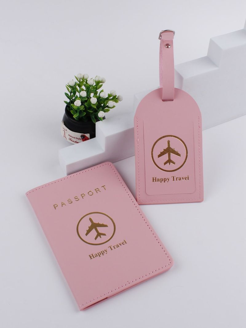Letter Graphic Passport Case With Luggage Tag