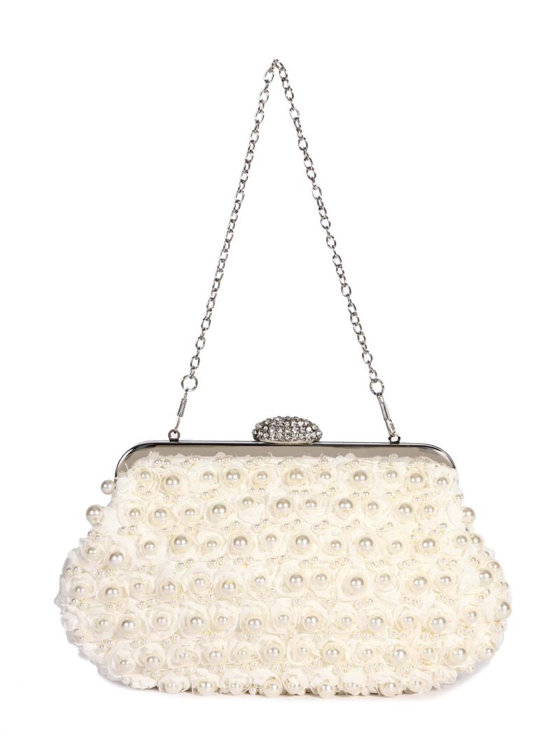 Faux Pearl & Rhinestone Decor Evening Bag