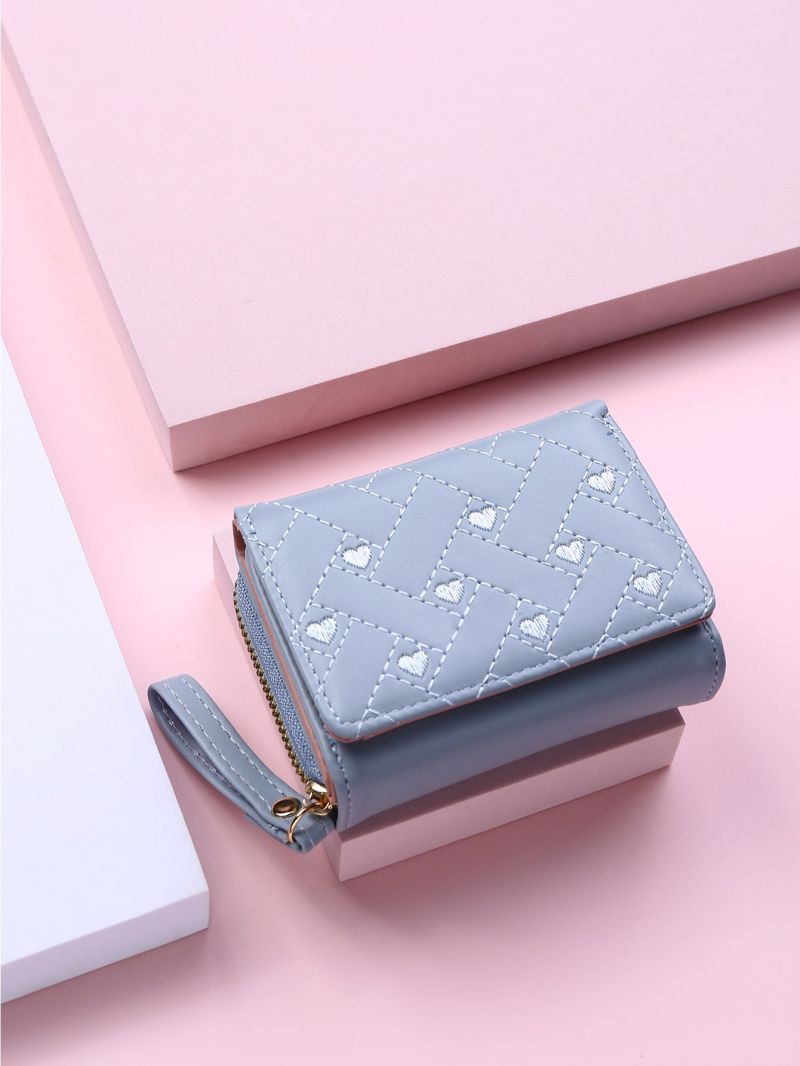 Heart Embroidery Fold Over Purse