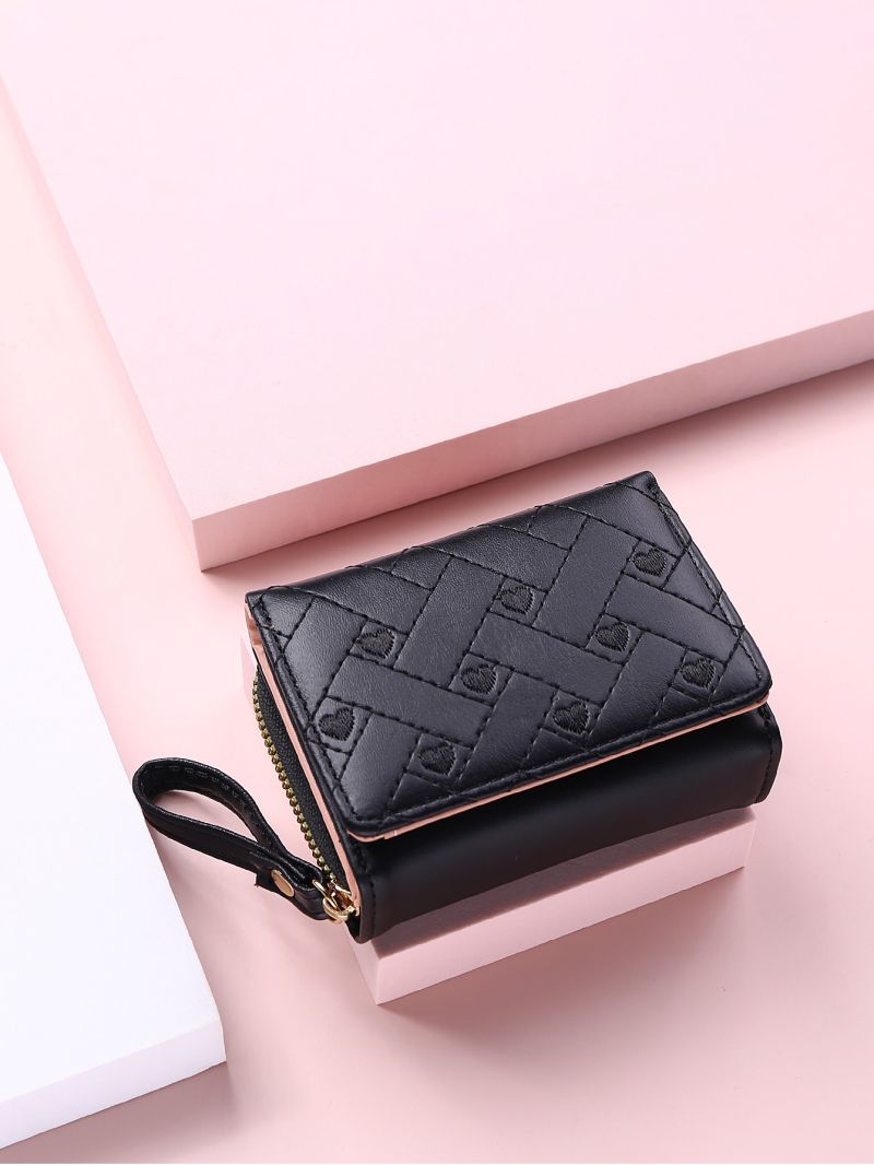 Heart Embroidery Fold Over Purse