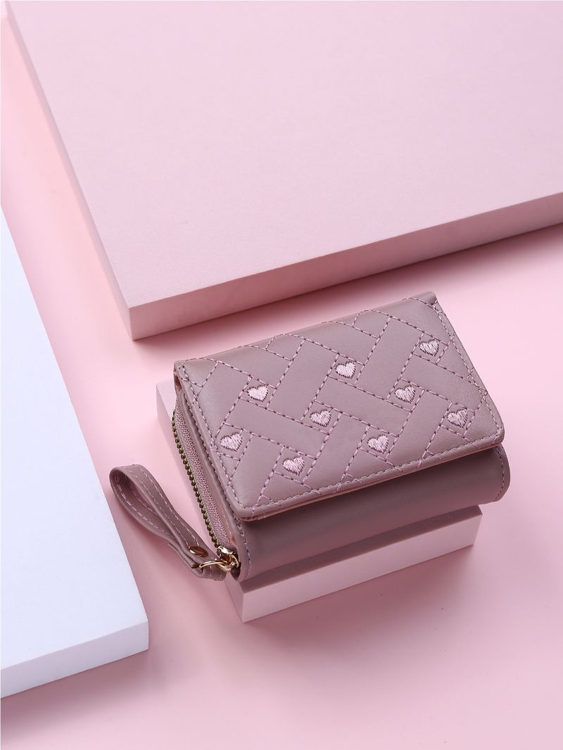 Heart Embroidery Fold Over Purse