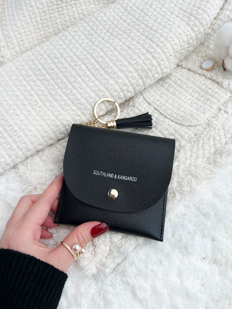 Letter Detail Tassel Decor Card Holder